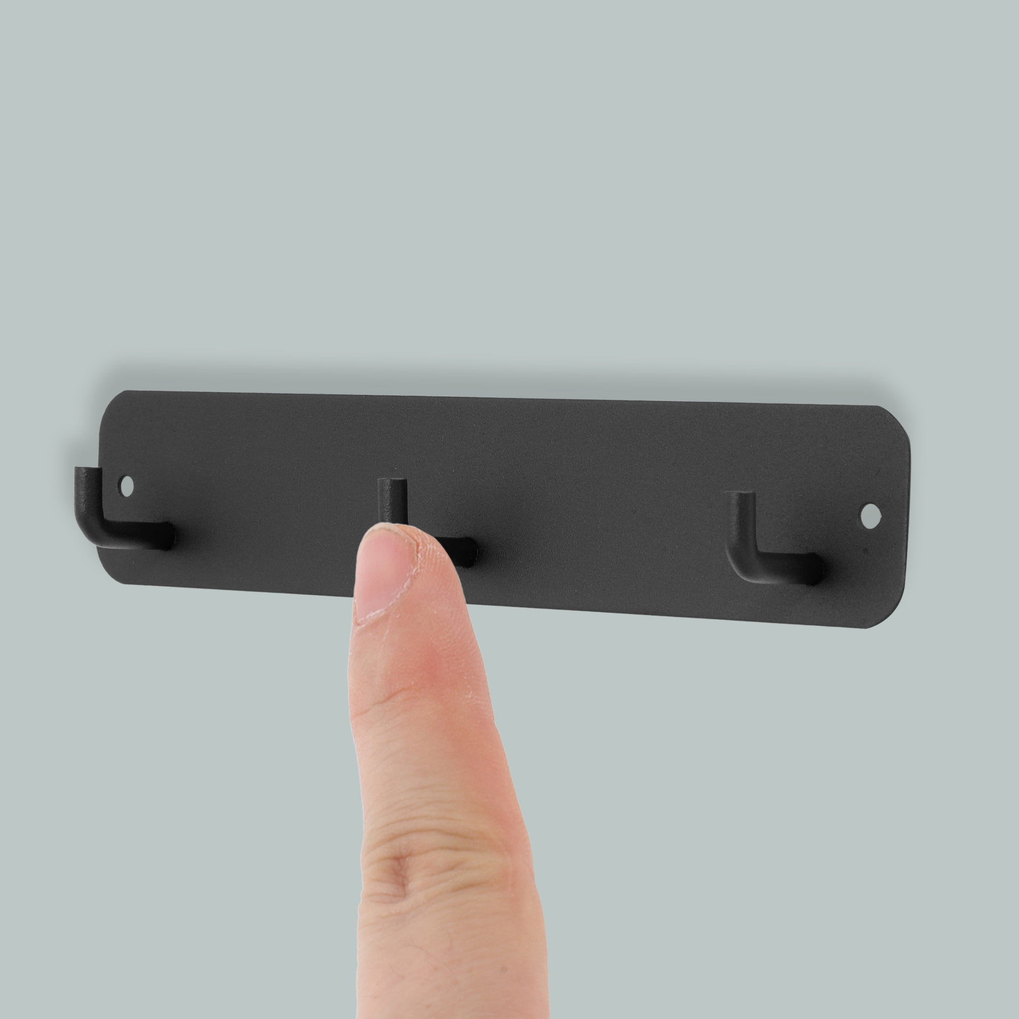 Unique Bargains Coat Rack Wall Mount Hooks for Hanging Black 7.87"x1.57"x0.12" 2 Pcs