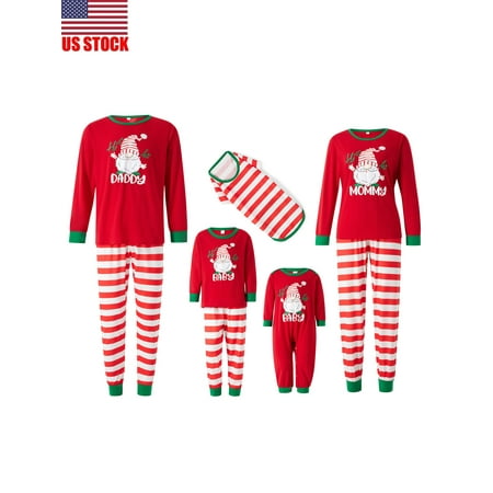 

Sunisery Matching Family Christmas Pajamas Sets Xmas Santa Stripe Pjs Couples Adult Girls Baby Pet
