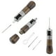 thumbnail image 3 of Kit de costura de cuero hecho a mano, herramienta para coser a mano, punzón de puntada de bloqueo, 2 agujas, llave, 3 of 14