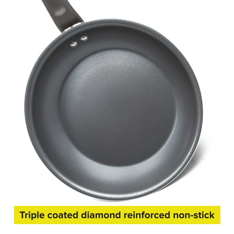 Tasty Non-Stick 16-Piece Cookware Set, Diamond-Reinforced, Ombre Gray 