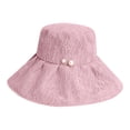 thumbnail image 1 of Sombrero de pescador ajustable con circunferencia de 55-58 cm, sombrero de ala grande para mujer, protector solar, sombrero plegable con encaje de perlas, 1 of 5