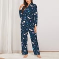 thumbnail image 2 of Kdxio Space Dinosaur Women's Pajama Sets Long Sleeve Button Down Sleepwear Nightwear Soft Pjs Lounge Sets-Large, 2 of 7