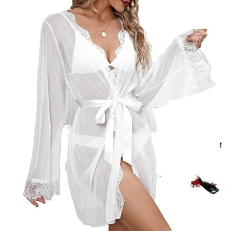 

Women s Robes White Elegant Plain null Long Sleeve