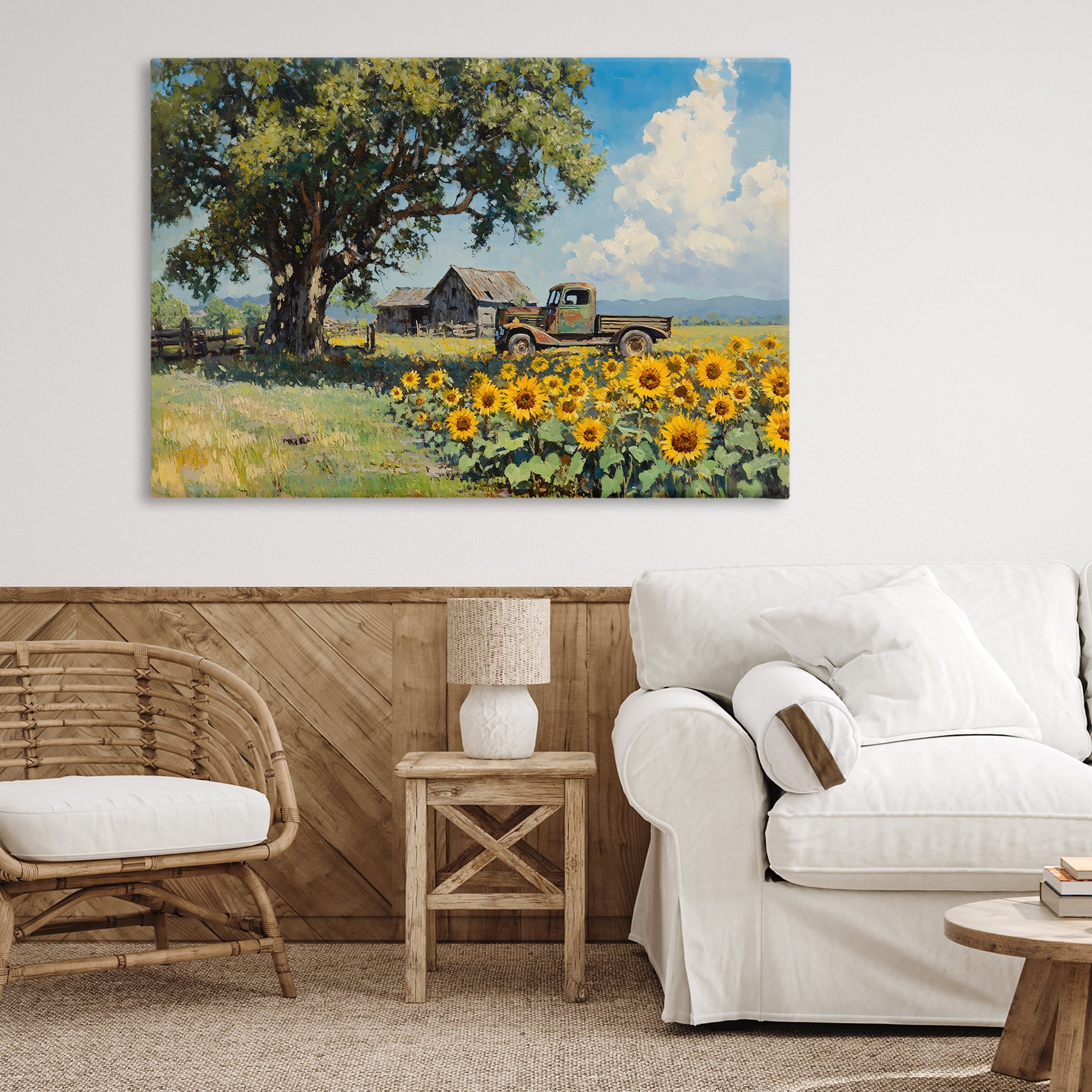 Stupell Industries Sunflower Pickup by Old Barn Canvas Wall Art, design by Franklyn Gregory