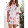thumbnail image 3 of FEORJGP Women Summer Shorts Set S-2XL Ladies Short Sleeve Shirt Lapel Button T-shirt Printed Tops with Elastic Waist Shorts Comdy Fashion Casual Daily Outfit for Vacation Beachwear, 3 of 8