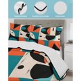 thumbnail image 4 of Burnt Orange Teal Black Full Size Down Alternative Comforter, Lightweight Comforter Quilt Bedding Set with Pillow Shams Modern Abstract Geometric All Seasons Bed Comforter Duvet Insert 78"x90", 4 of 7