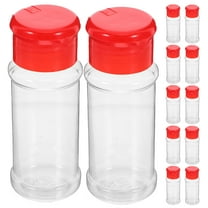 IDEANATEGRATE 12Pcs Small Spice Jars Cylindrical Transparent Red Cap Plastic Seasoning Storage Jars for Kitchen Use
