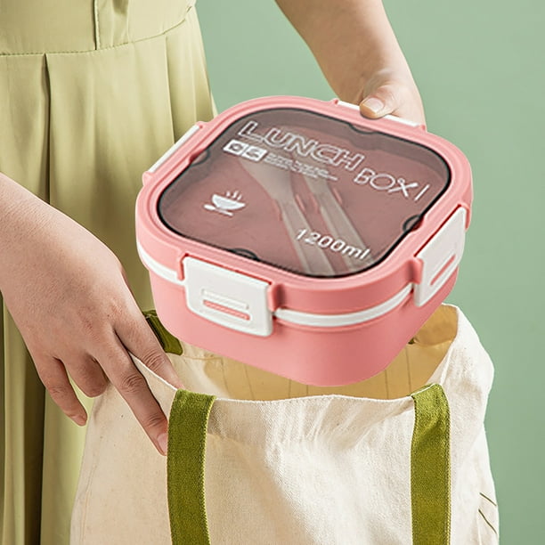 Fiambrera Bento de 5 compartimentos para niños y adultos | Recipiente hermético de 1200 ml con cuchara y cuchillo integrados | Apto para microondas y lavavajillas | Para la escuela, el trabajo y