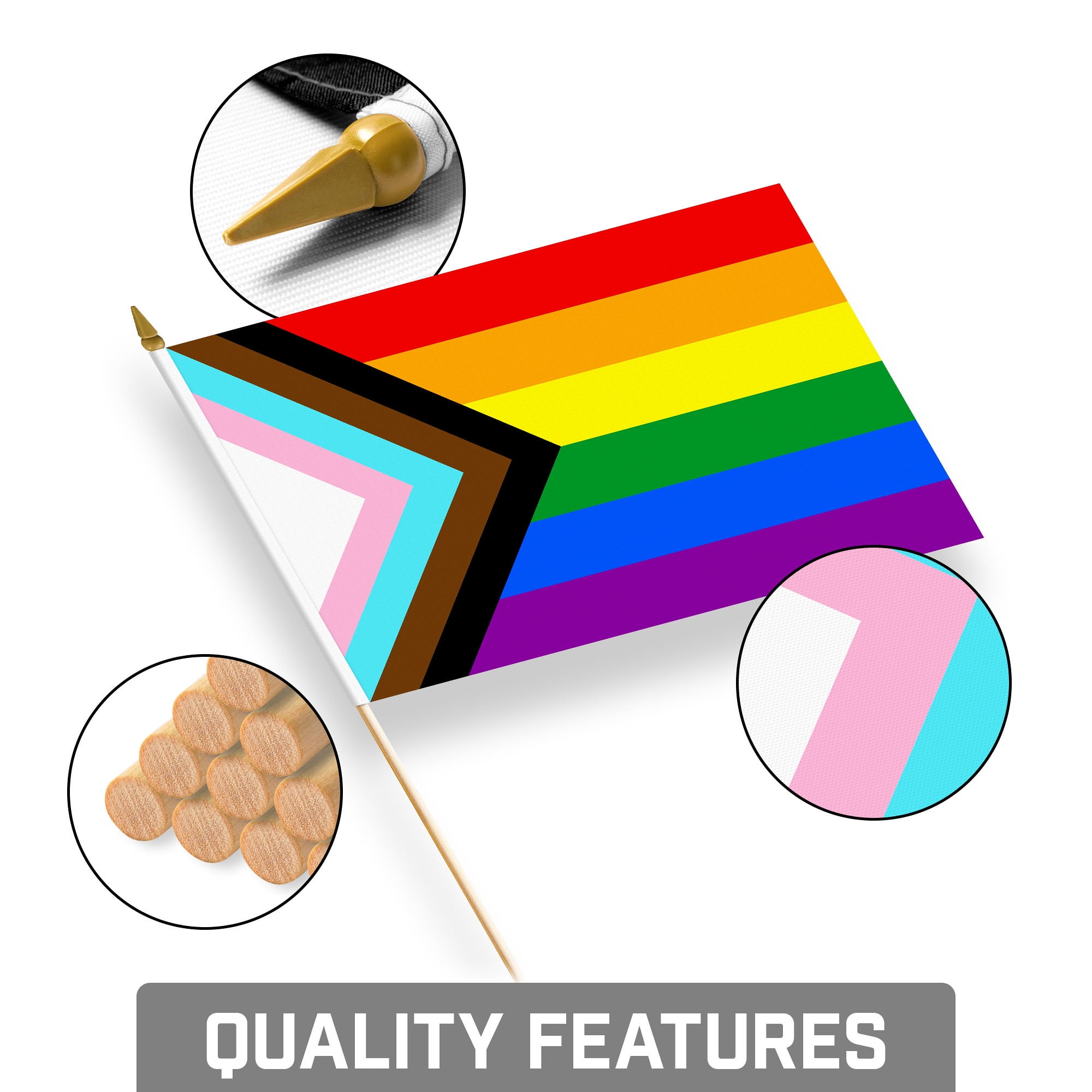 G128 Small Flag on Sticks, 8x12 In, Mini LGBT Handheld 150D Polyesters Sports, 250th Anniversary, 12 Pack
