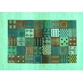 thumbnail image 1 of Ahgly Company Indoor Rectangle Abstract Turquoise Blue Contemporary Area Rugs, 2' x 5', 1 of 4