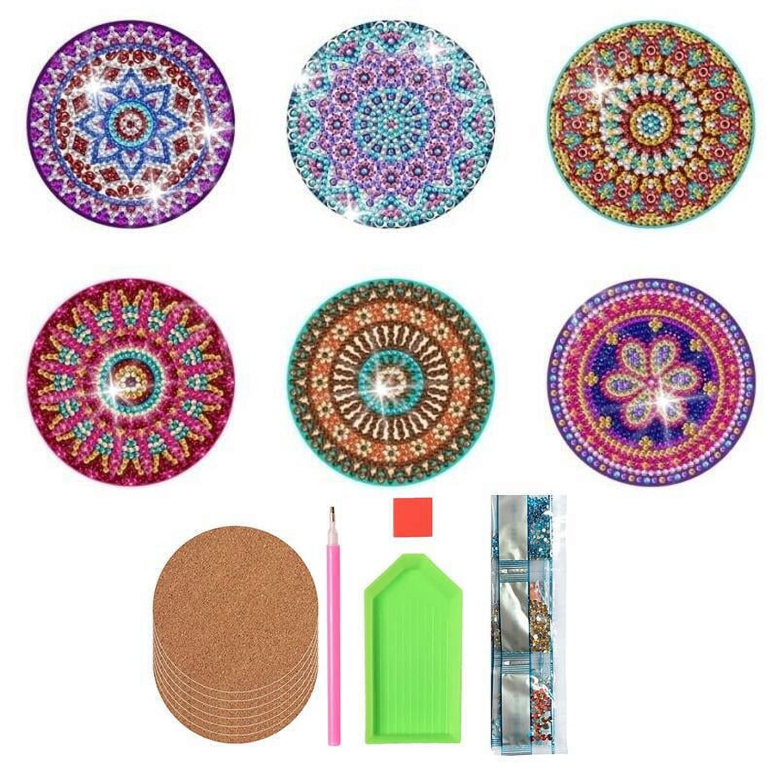 Premium Diamond Painting Round Acrylic Coaster Mandala Cork Base DIY Art Craft