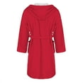 thumbnail image 5 of Peignoir à Capuche en Molleton Peluche pour Femme, Peignoir Long avec Ceinture, Tenue d'Intérieur Douce et Confortable, Robe Style Spa, Robe Ouverte Confortable avec Poches Rouge TTG, 5 of 5