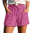 thumbnail image 5 of Womens Shorts 2026 Comfy Summer Drawstring High Waist Cotton Linen Casual Shorts for Women Trendy by Yigetop Hot Pink S, 5 of 6
