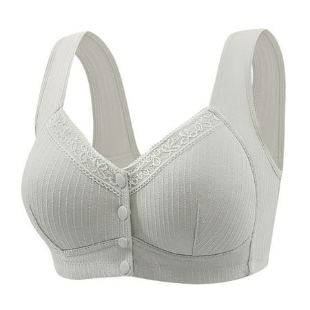 Clearance Event: Underwire Bras for Women  Sujetadores con aros para mujer  Woman s Solid Color Front Buckle Ventilate Elastic Style Medium Sized Bra Without Steel Rim SOPATENOR Silver 42