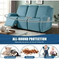 thumbnail image 3 of Recliner Sofa Slipcover, 3 Pieces Polyester Fabric Stretch Sofa Covers for 3 Seat Reclining Couch, Soft Washable Furniture Protector with Pockets (3 Seat, Aqua Blue), 3 of 13