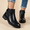 thumbnail image 3 of NECHOLOGY Botas Mujer Zapatos Botines mujer Botas con cremallera lateral con detalle de hebilla para mujer, botines de tacón grueso con punta en Retro, botas , zapatos de mujer (Black, 8), 3 of 7