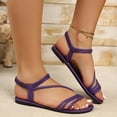 thumbnail image 2 of KIJBLAE Women's Metallic Multi-Strap Flat Sandals, Ankle Wrap Open Toe Comfort Shoes, Plus Size Shiny Style Footwear for Summer Parties Purple 37, 2 of 7