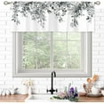 thumbnail image 2 of Grey Eucalyptus Botanical Leaves Valances Kitchen Curtains Watercolor Flower Floral Window Drapes Plant Botanical Bedroom Bathroom Living Room Treatment Tier Fabric 1 Panel 52Wx18H Inch, 2 of 6