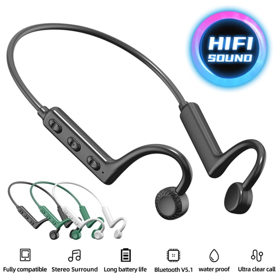 Bone Conduction Headphones - Bluetooth 5.0 Open Ear Wireless Headset, Titanium Frame For Outdoor Sport And Business, 6H Playtime Sweatproof Design, Multipoint Pairing