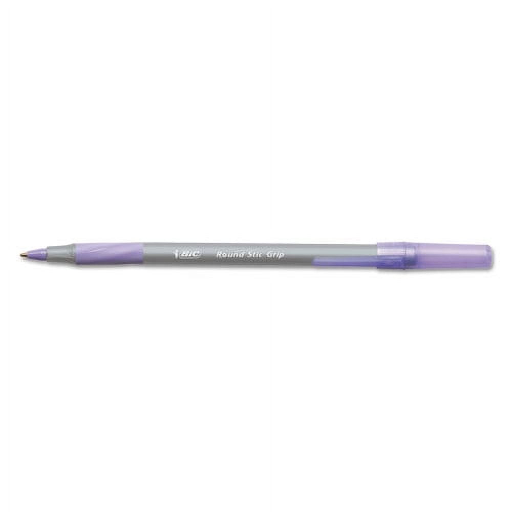 "Round Stic Grip Xtra Comfort Ballpoint Pen, Easy-Glide, Stick, Medium 1.2 Mm, Purple Ink, Gray/purple Barrel, Dozen | Bundle of 5 Dozen"