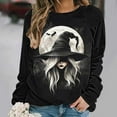 thumbnail image 6 of Jsaierl Halloween Sweatshirts for Women Plus Size Pumpkin Ghost Graphic Sweatshirt Loose Fit Round Neck T-shirt Long Sleeve Holiday Pullover Tops Halloween Costumes, 6 of 6