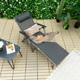 thumbnail image 4 of Costway Patio Folding Aluminum Lounge Chair Chaise Adjustable Back Armrest Headrest Black, 4 of 9