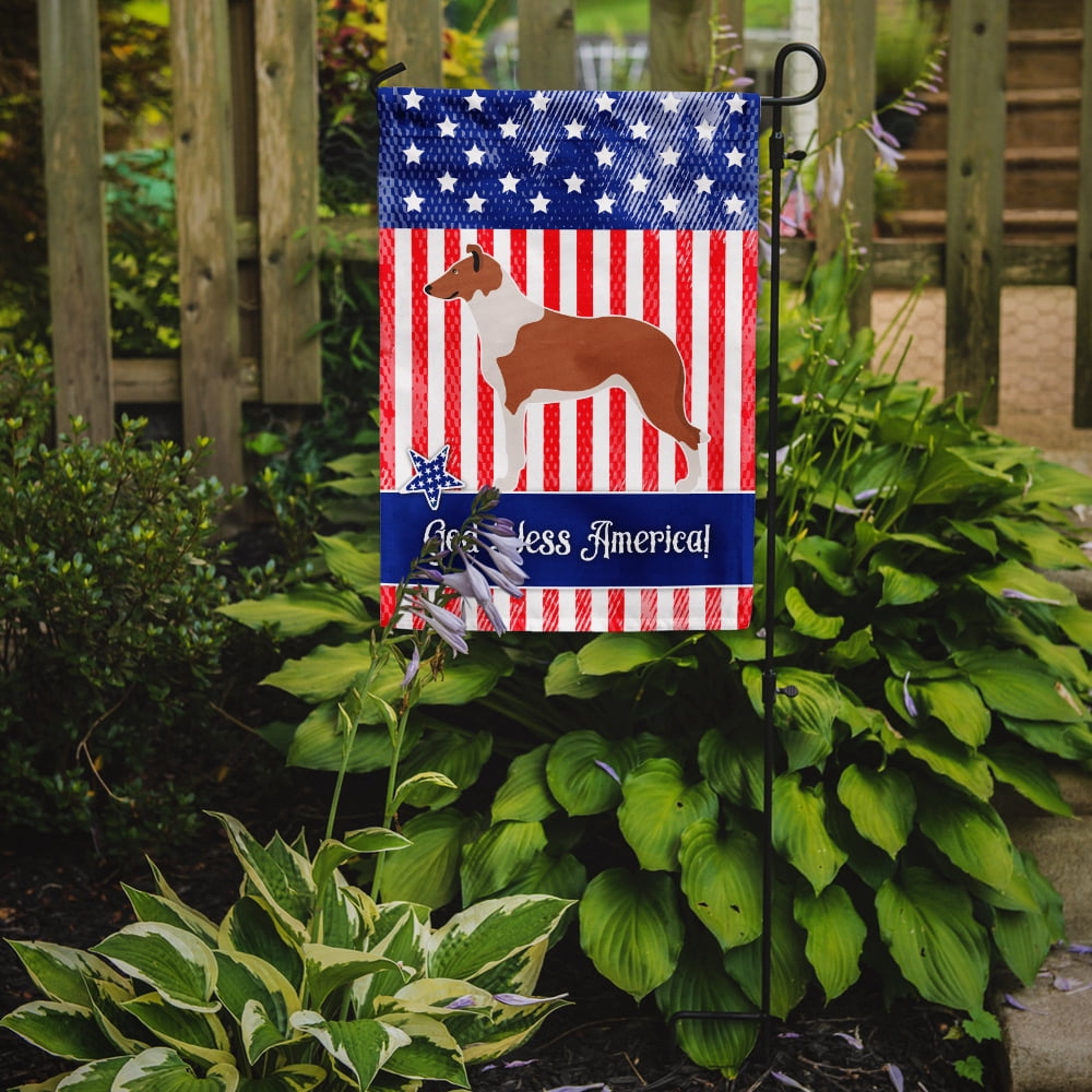 Carolines Treasures BB8423GF Smooth Collie American Flag Garden Size  Small multicolor
