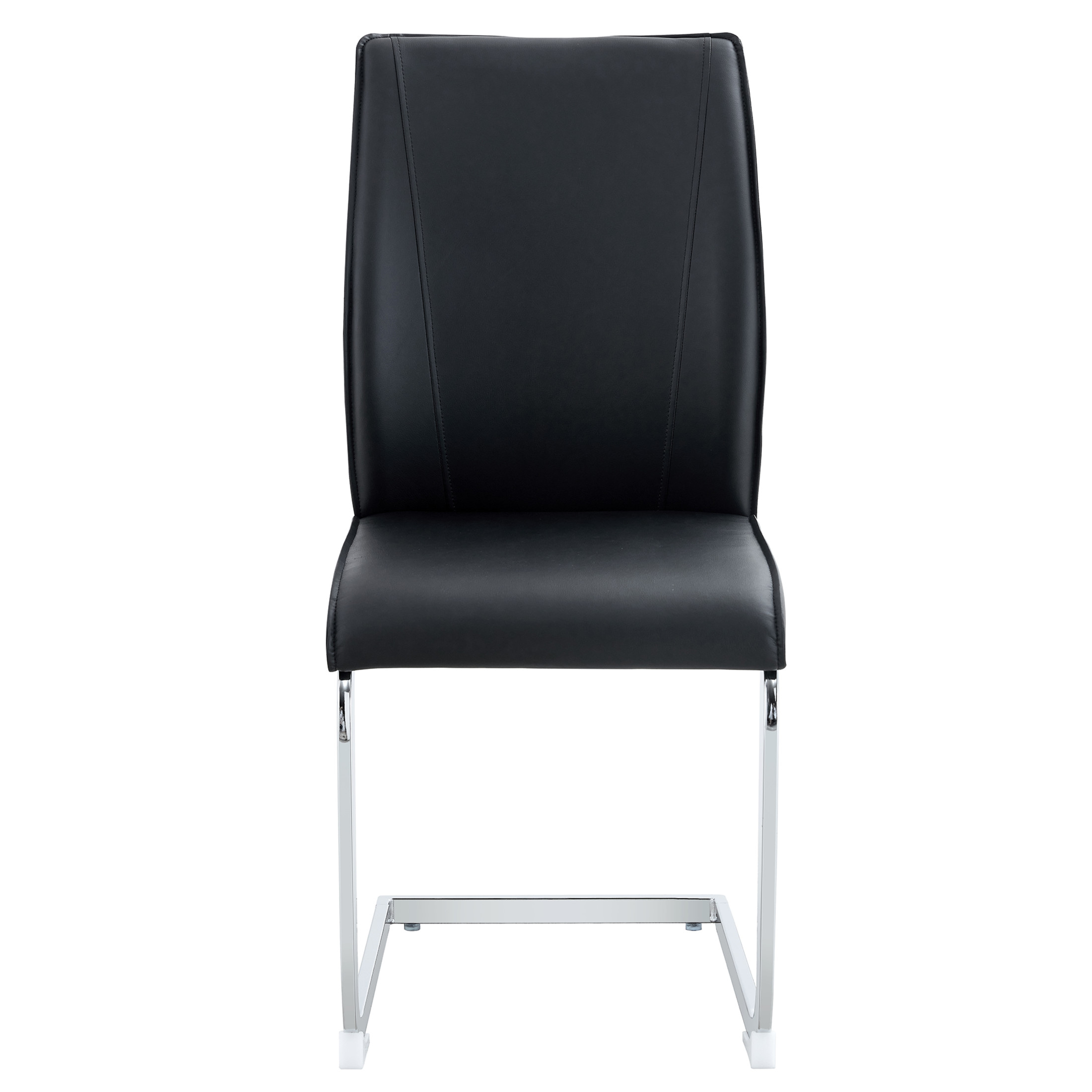 Noble House Luxury Arch Dining Chairs, PU Leather Upholstered Side Chairs, Silver Arched Legs, Black, Set of 4