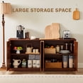 thumbnail image 2 of UZUGUL 4-Door Fluted Suction Sideboard, Walnut, Wave Groove Front, Multi-Use Cabinet, 2 of 7