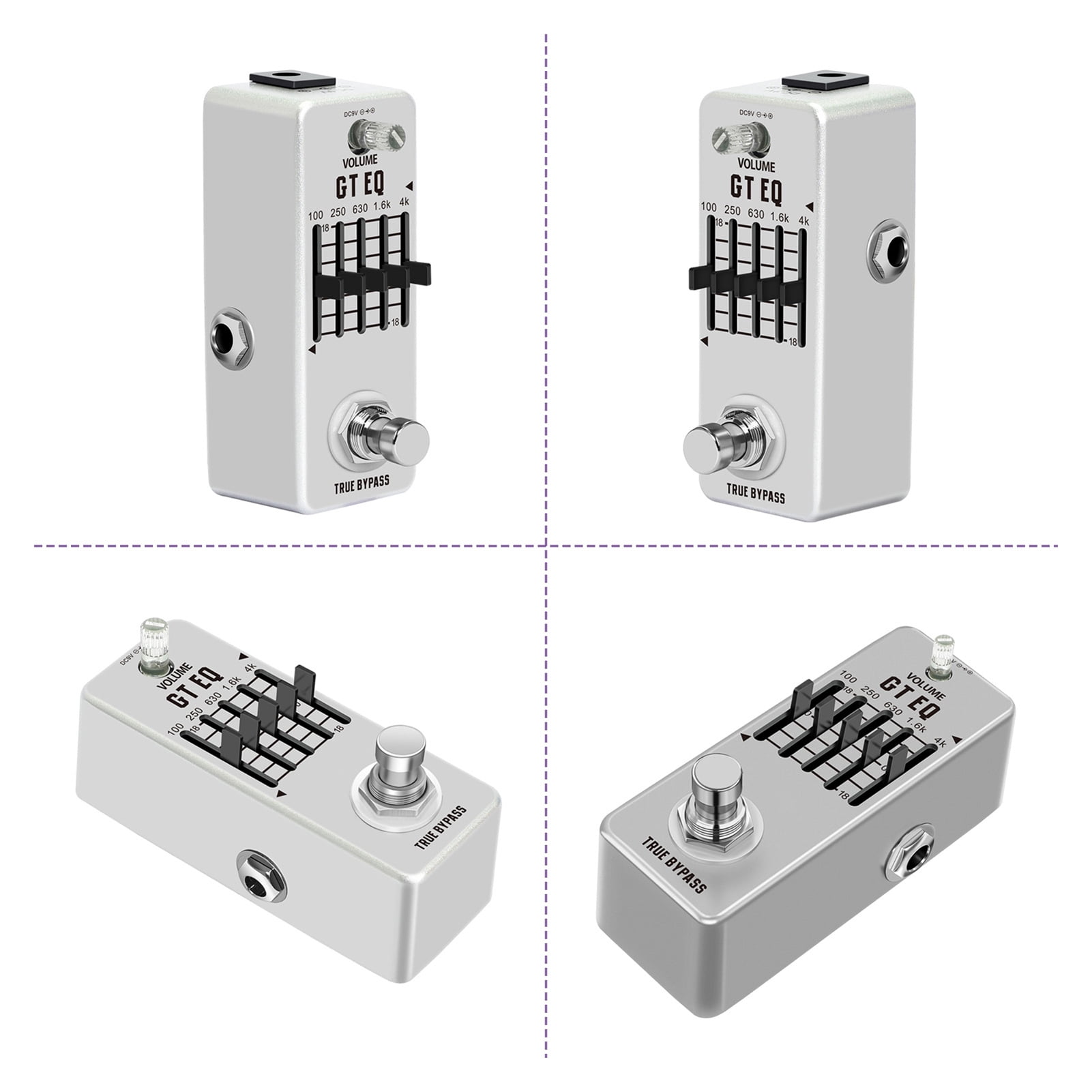 electric guitar effects Eq 5-Band EQ Pedal Electric Guitar Equalizer 100Hz 250Hz 630Hz 1.6kHz 4kHz True Bypass 1/4 Inch Mono Metal Shell Effects Pedal Overload Distortion Delay Reverberation
