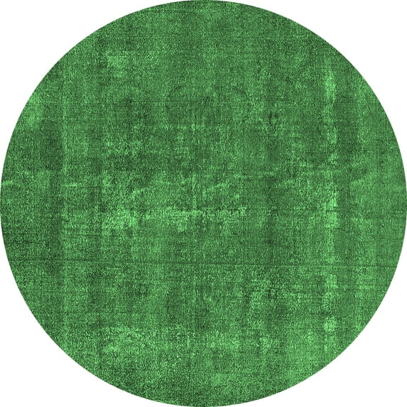 Ahgly Company Indoor Round Oriental Emerald Green Industrial Area Rugs, 8' Round