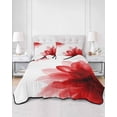thumbnail image 3 of Red Flower Twin XL Size Down Alternative Comforter,Lightweight Comforter Quilt Bedding Set with Pillow Shams Boho Modern Floral Abstract Ombre Leaf White Bed Comforter Duvet Insert 68"x98", 3 of 7