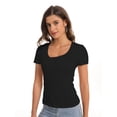 thumbnail image 2 of Women's Scoop Neck Short Sleeve T Shirt Slim Fit Sexy Tops, 2 of 4