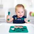 thumbnail image 6 of Divided Cartoon Toddler Baby Plates - Portable Non Slip Suction Toddler Plates for Children Babies and Kids Baby Feeding Tableware Kids Dishes Children Dinnerware Eating Food Bowl - Green Love, 6 of 7