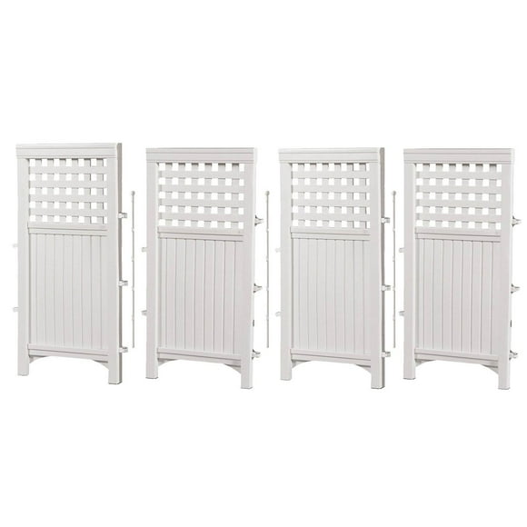 Suncast FS4423D Outdoor Patio 4 Panel Screen Enclosure Gated Fence, White