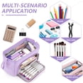 thumbnail image 6 of Rirool Large Capacity Pencil Case, Wide Opening Pencil Pouch with Clear Window, Zipper Pen Bag for School Supplies, Teen Girls Boys, Purple, 6 of 7