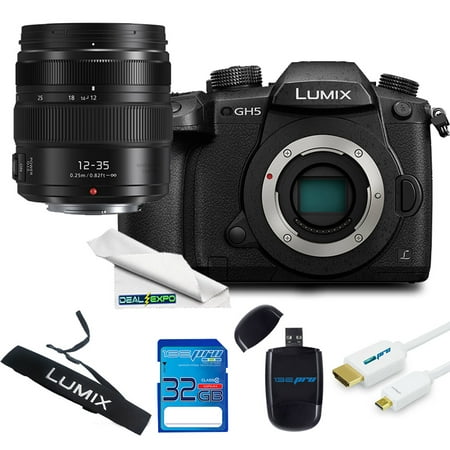 Panasonic Lumix DC-GH5 Mirrorless Micro Four Thirds Digital Camera +12-35mm Lens + 32GB Expo Starter