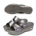 thumbnail image 4 of 1 par de zapatillas de suela de cuña gruesa Sandalias femeninas de verano Cuñas elegantes de boca de pez Zapatos de mamá Zapatillas casuales al aire libre para mujeres (talla gris 43 9.5US, 7UK, 41EU, 4 of 5