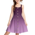 thumbnail image 2 of Girls Summer Dress Tween Dresses Sleeveless Gradient Sundress with Button Front and Pockets Summer Casual A-line Dress for Kids ,Sie:130, 2 of 5