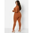 thumbnail image 4 of Rebdolls Women's Plus Cut Out Long Sleeve Jumpsuit - Brown - Medium, 4 of 4