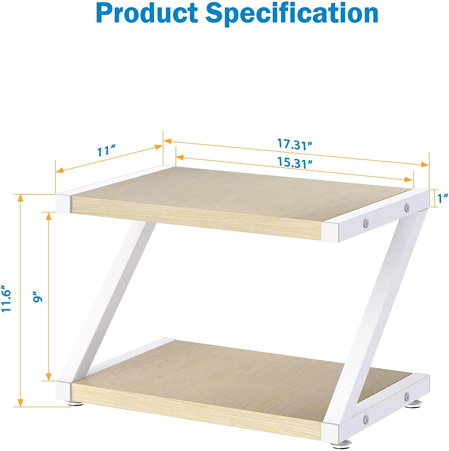 Lowestbest Desktop Stand for Printer, Desktop Shelf with 2-Tier Tray, Light Beige Lowestbest Desktop Stand for Printer, Desktop Shelf with 2-Tier Tray, Light Beige