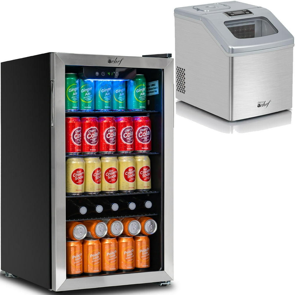 Deco Chef Beverage Bundle, 118Can Mini Fridge with Glass Door and 40LB