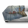 thumbnail image 3 of Country Soft Flannel Fleece Blanket, View of a Misty Morning at the Harbor with Boats and Birds in Old Fishing Town Art, Cozy Plush for Indoor and Outdoor Use, 50" x 60", Multicolor, by Ambesonne, 3 of 6