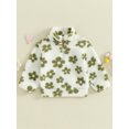 thumbnail image 3 of JYYYBF Toddler Baby Girls Fleece Coat Flower Print Stand Collar Quarter-Zip Pullover Sweatshirt Plush Jacket Winter Warm Outerwear, 3 of 6