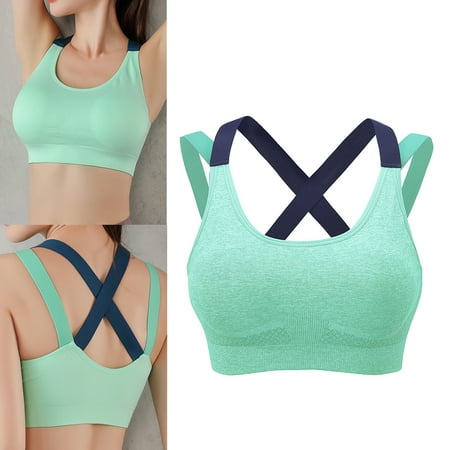 

Women Breathable Sports Bra Running Fitness Yoga Sports Tops Green-L
