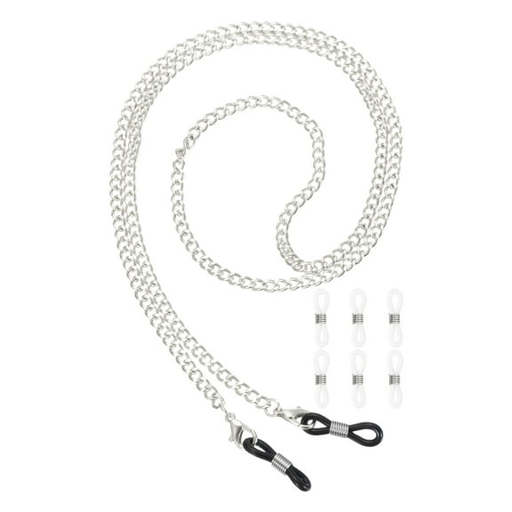 Uxcell Glasses Chain, 75cm Metal Eyeglasses Strap with 6 Ends for Women, Silver