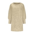 thumbnail image 3 of Yokua Glitter Women Asymmetrical Off Shoulder Long Sleeve Party Dress Evening Event, 3 of 10