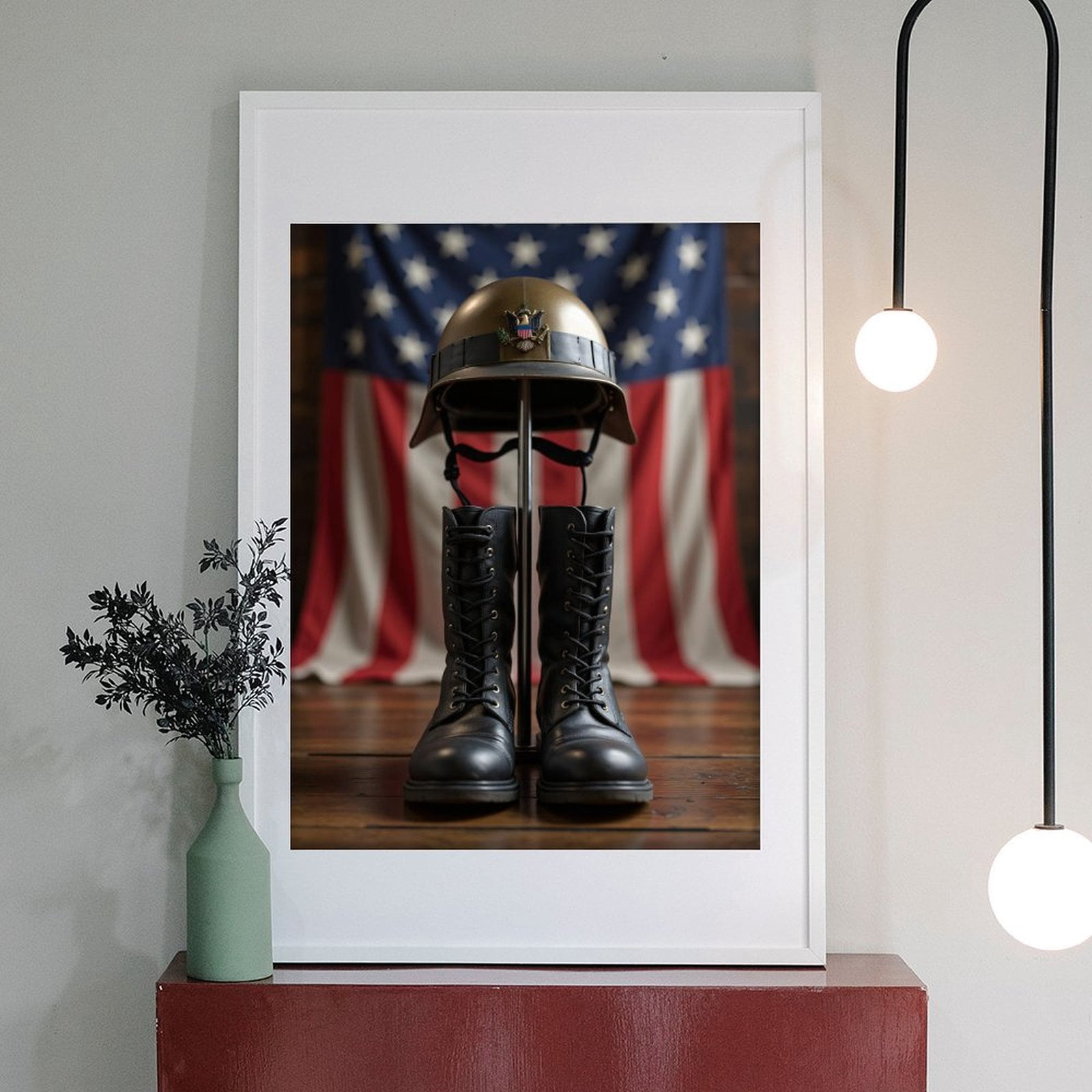Diamond Art Kits for Adults - 5d Military Boots Helmet Flag Display Diamond Painting for Adults, Diamond Art for Adults Beginners, Diamond Painting Kits for Adults for Home Wall Decor