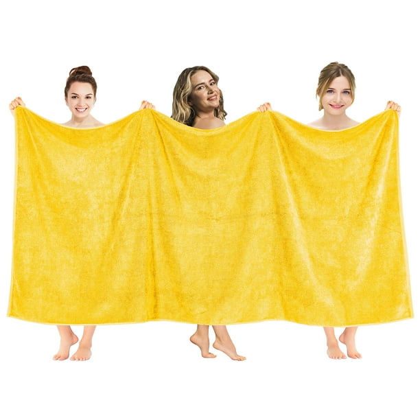 Toalla de baño extra grande American Soft Linen 102x203 cm algodón 600 GSM amarilla
