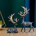 thumbnail image 4 of Estatua de reno, escultura animal, figura artística coleccionable, artesanía decorativa para Opción 3-Azul, 4 of 7